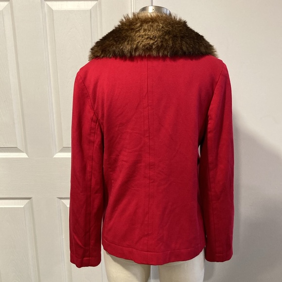 Chico’s red knit jacket removable faux fur collar 0 (4) - Picture 4 of 9